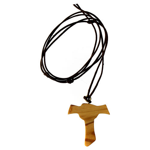 Friendship tau cross pendant in olive wood 2