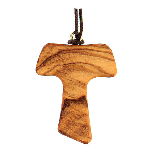 Tau cross in olive wood with St Francis 2