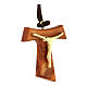 Olivewood tau pendant with golden body of Christ s2