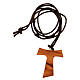 Olivewood tau pendant with golden body of Christ s3