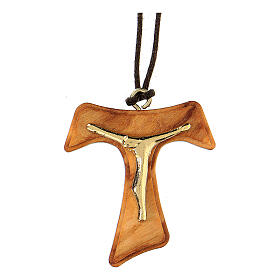 Tau cross pendant, olivewood, 4x3 cm