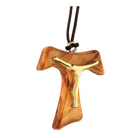 Tau cross pendant, olivewood, 4x3 cm