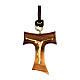 Assisi olivewood tau with golden body of Christ s1