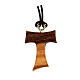Assisi olivewood tau with golden body of Christ s2