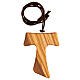 Olivewood tau cross with metallic body of Christ 7 cm s3