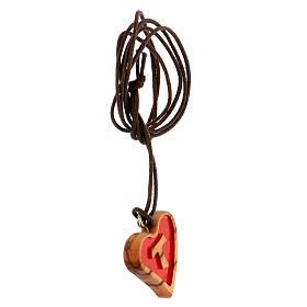 Heart-shaped pendant with tau, Assisi olivewood