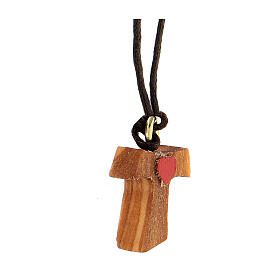 Tau-shaped pendant, Assisi olivewood, 0.6 in