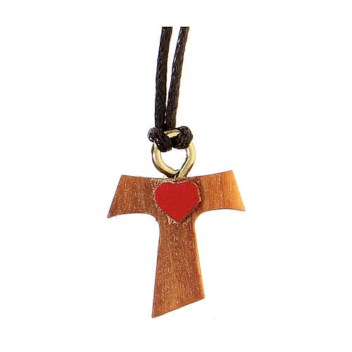 Pingente cruz Tau madeira de oliveira de Assis 1,5 cm 1