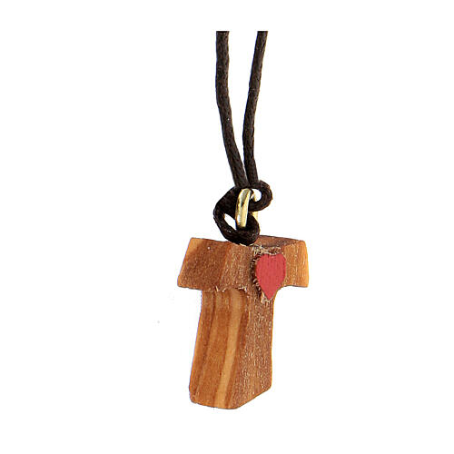Pingente cruz Tau madeira de oliveira de Assis 1,5 cm 2
