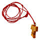 Cross-shaped pendant with red rope, olivewood tau with Carlo Acutis' image s2