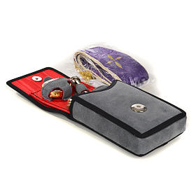 Maletas para la celebración: Estuche altar gamuzado gris con bolsillo Maletas para la celebración: Estuche altar gamuzado gris con bolsillo