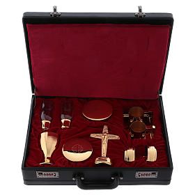 Molina celebration briefcase with objects in golden brass