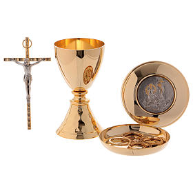 Handtasche für Priester Leder und goldenen Satin mit Zubehören s3