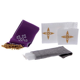 Handtasche für Priester Leder und grauen Satin mit Zubehören s4