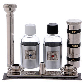 Sprzęt liturgiczny Zestaw turystyczny Torba skórzana i satyna szara s3