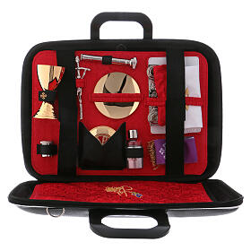 Mass kit with eco-leather computer bag, lined with red satin