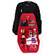 Trolley backpack in industrial textile and red satin with mass kit s1