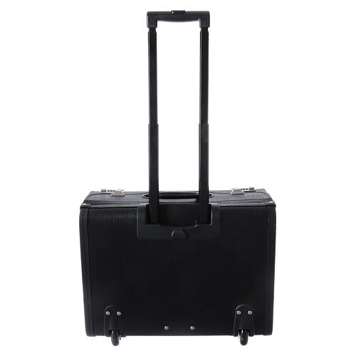 Artificial leather trolley case with red satin lining and mass kit 9