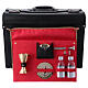 Artificial leather trolley case with red satin lining and mass kit s1
