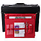 Artificial leather trolley case with red satin lining and mass kit s3