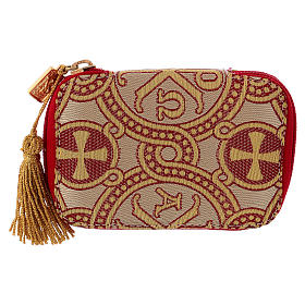 Estuche para relicario de tejido brocado alfa y omega s4
