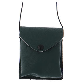 Astuccio pelle verde e raso con cordino