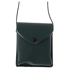 Green leather and satin case with string