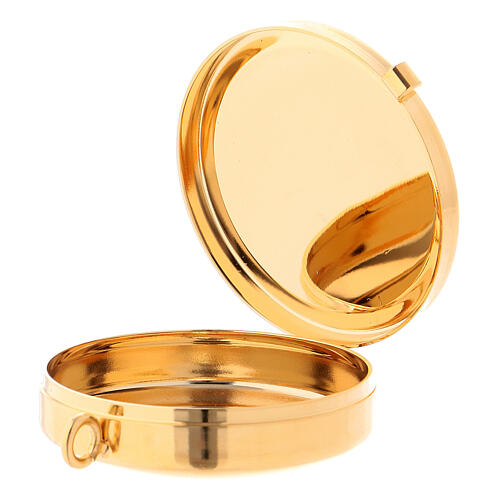 Pyx in golden brass with case in black leather and satin 4