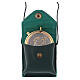 Green leather and satin burse with gold plated brass pyx s3