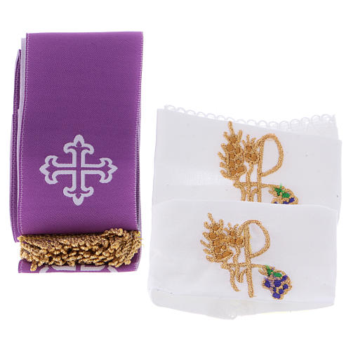Bolsa tiracolo para celebração litúrgica tecido brocado 3