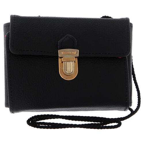 Black leather mass kit case with snap fastener and shoulder belt 4