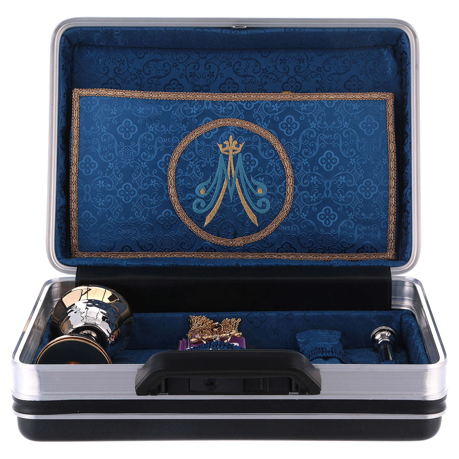 Plastic travel mass kit with blue satin lining online sales on