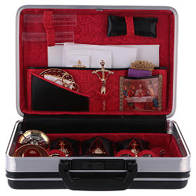 Malas de Celebração: Maleta para Celebração Litúrgica 24x35 cm com forro em tecido Jacquard vermelho