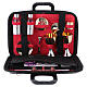 Artificial leather computer bag with shoulder belt red lining and mass kit s1