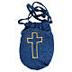 Pyx set with blue damask bag, IHS symbol s6