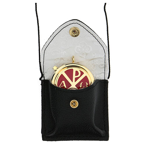 Pyx with black leather case with string 1