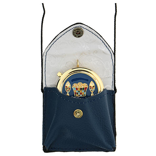 Pyx with blue leather case with string 1