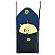 Borsetta portateca pelle blu con teca IHS ottone dorato 24k s1