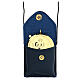Blue leather burse with IHS pyx of 24-karat gold plated brass s1