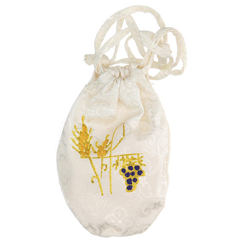 Sachet pour custode damassé blanc Chi-Rho et raisin 5