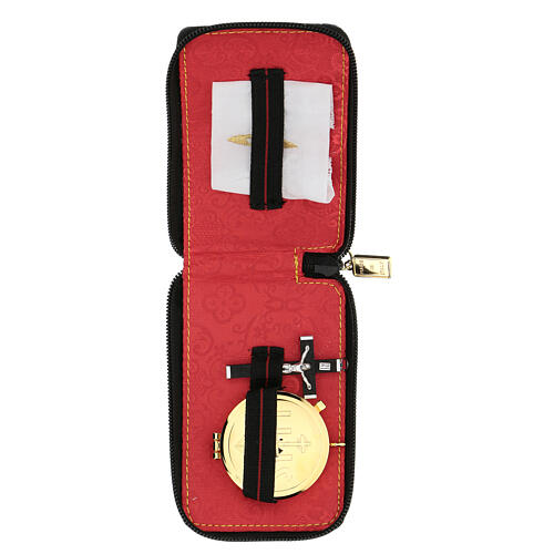 Eucharist set with black case, lined with red fabric 1