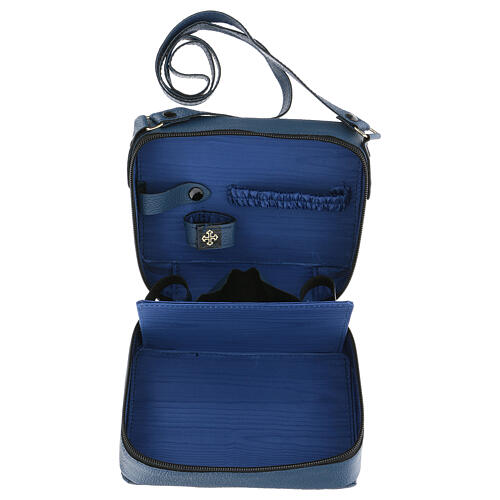 Mass kit with bag in blue leather, shoulder strap 9
