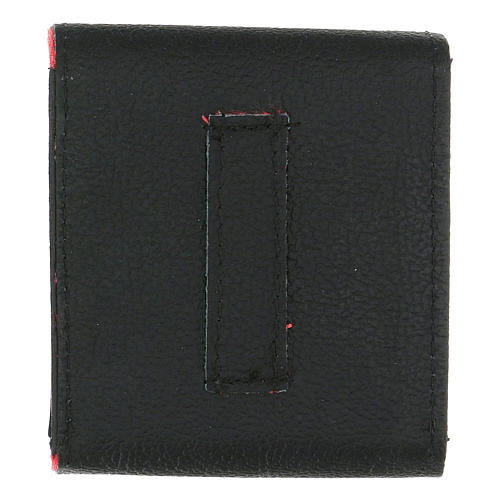 Sacoche pour viatique cuir noir intérieur jacquard rouge 8