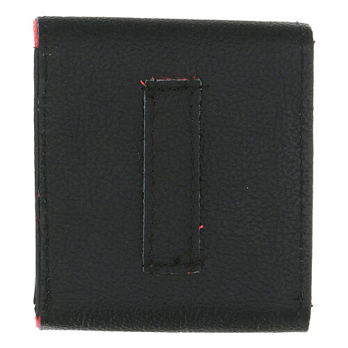 Estojo para viático couro preto interior tecido jacquard vermelho 8