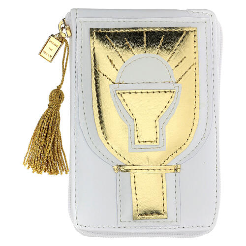 White artificial leather burse with golden details 7