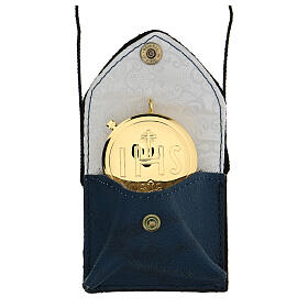 Pyx with blue leather bag and IHS decoration
