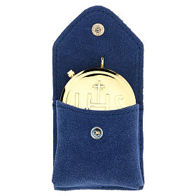 Astuccio portateca camoscio blu teca oro IHS bottone