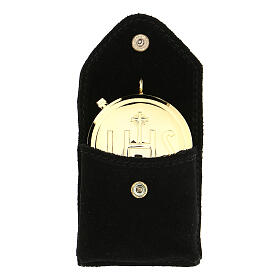 Black suede burse with snap fastener and gold plated pyx
