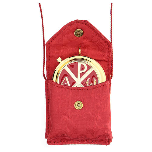 Pyx with red jacquard bag and decoration 1