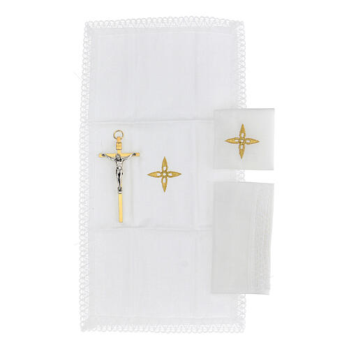 Baptism set with leather case, lined with jacquard fabric 6
